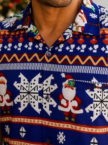Regular fit Camicia 'Christmas Rows' di King Kameha in blu