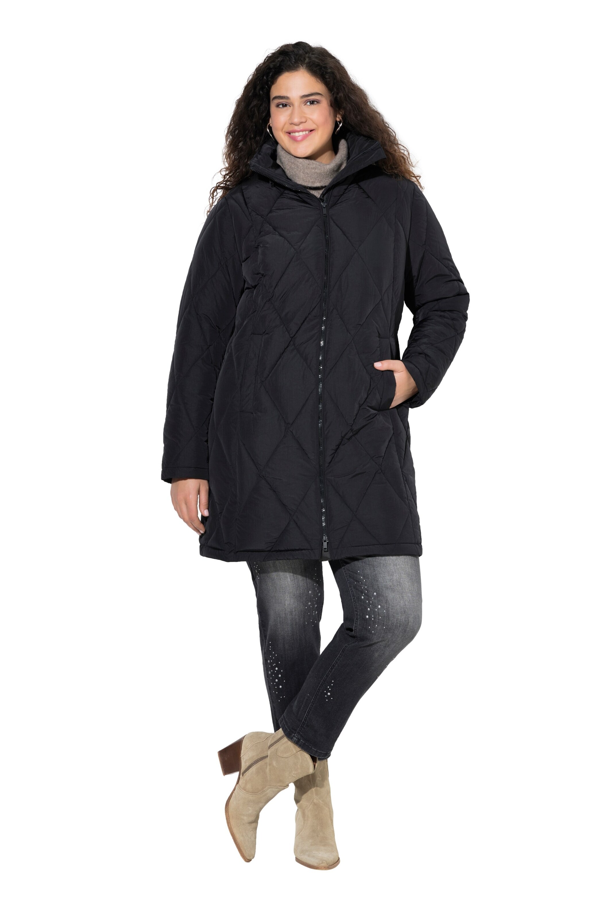 Ulla Popken Between-Seasons Coat in Black