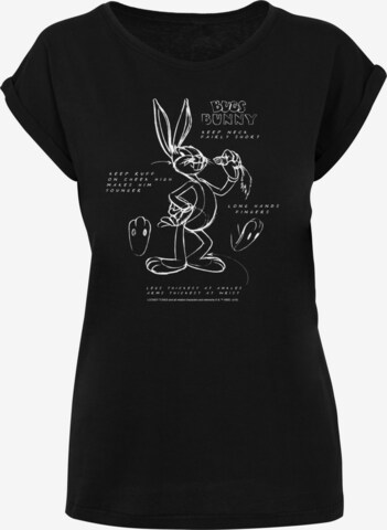 Maglietta 'Looney Tunes Bugs Bunny Drawing' di F4NT4STIC in nero: frontale