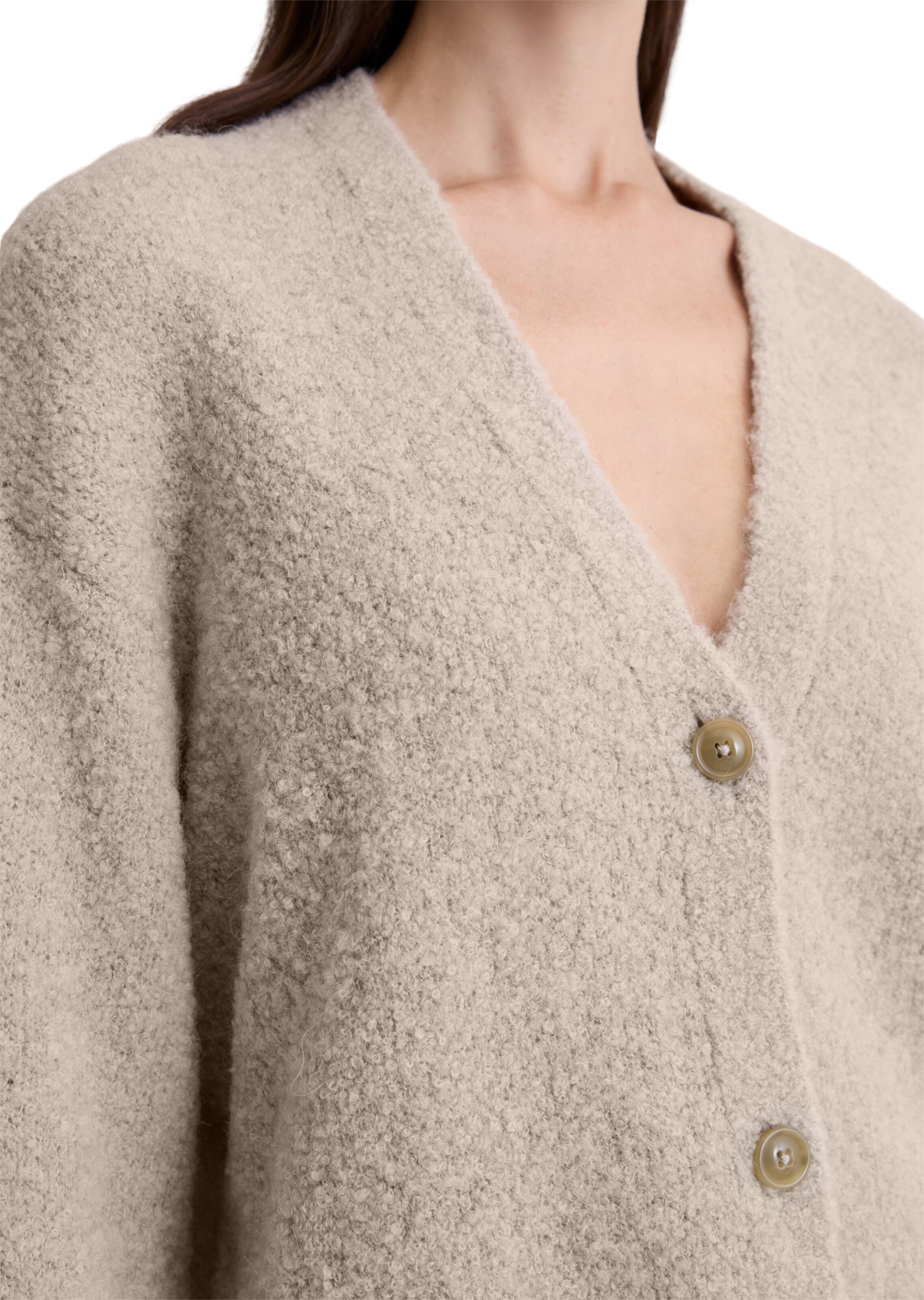 Marc O'Polo Knit cardigan 'Bouclé' in Beige