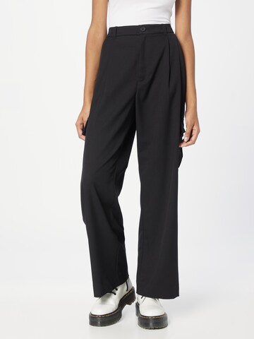 Monki Wide leg Pleat-Front Pants in Black: front