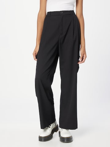 Monki Wide Leg Bukser med lægfolder i sort: forside