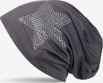 styleBREAKER Mütze 'Leichte Beanie mit Strass Stern' in Grau: Vorderseite