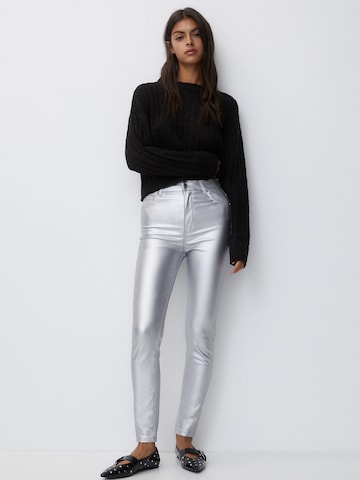 Pull&Bear Skinny Broek in Zilver