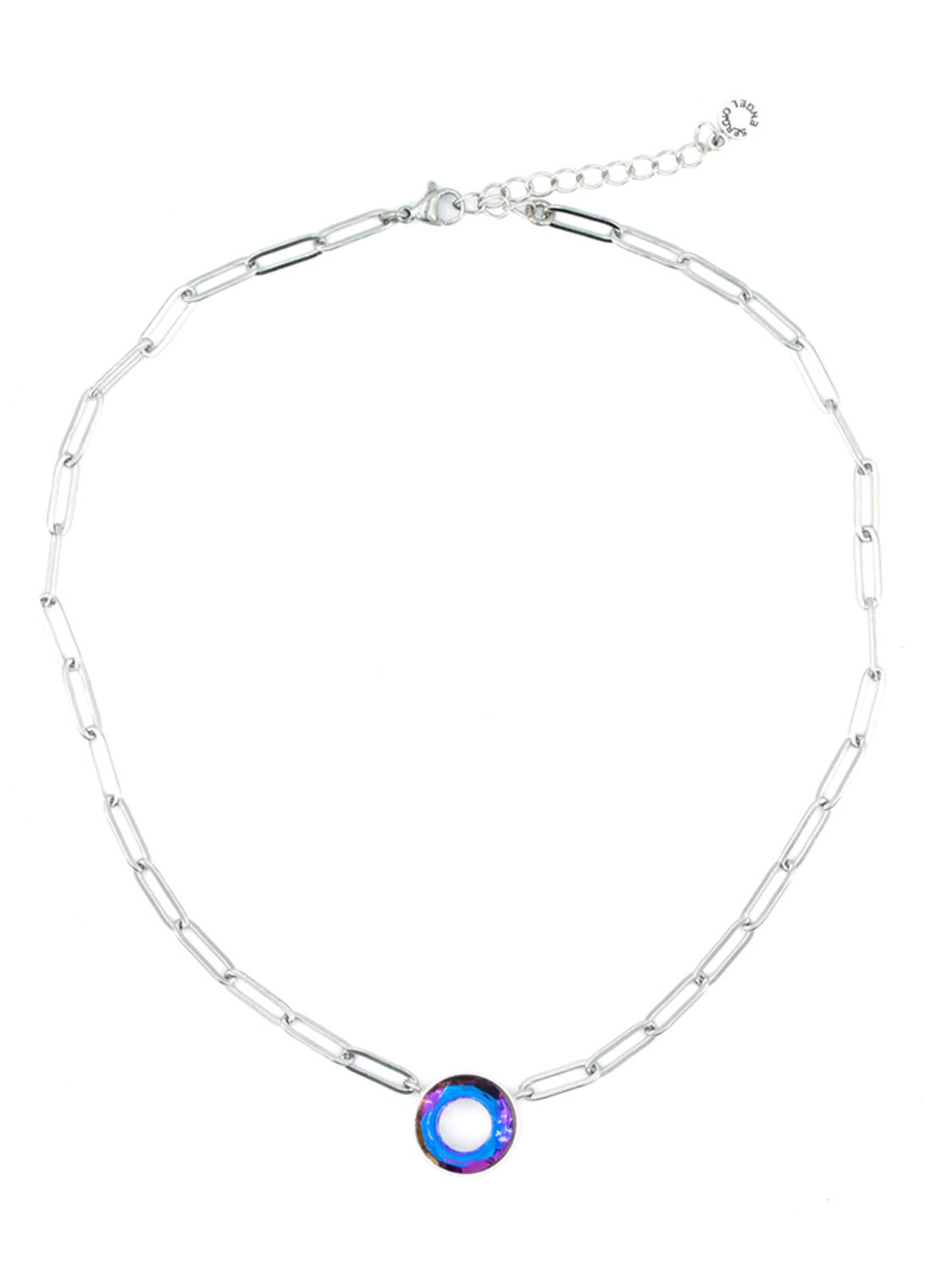 Sergio Engel Necklace 'Cosmic Kette 04 Elegante Edelstahlkette mit Cosmic-Kristall-Anhänger' in Pink: front