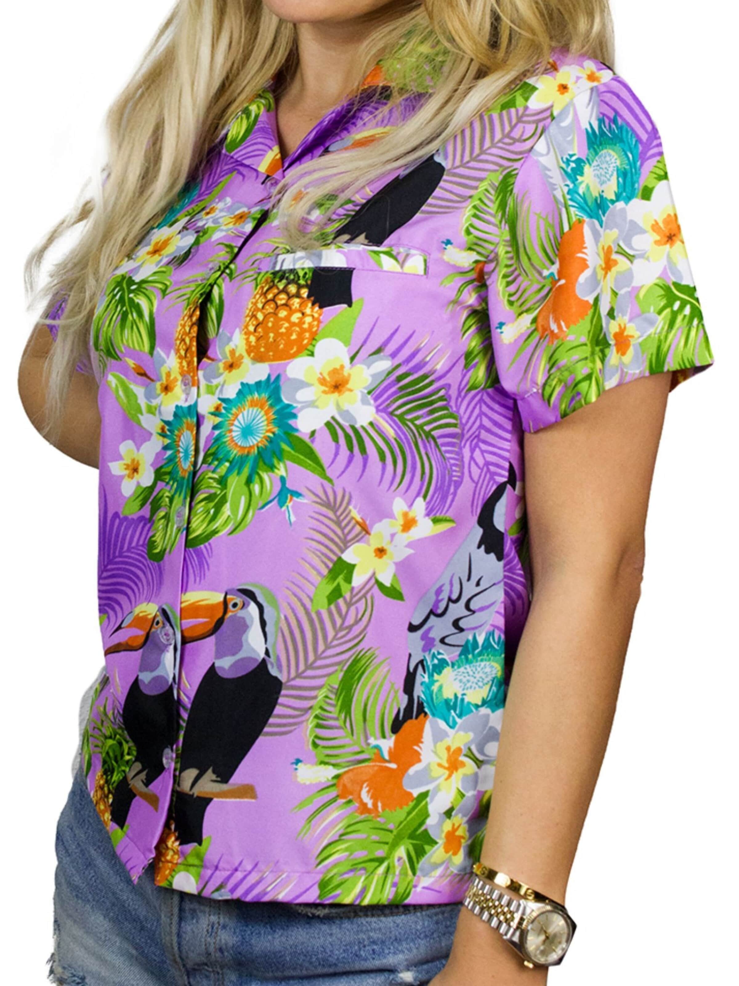 Camicia da donna 'Parrot Cockatoo' di King Kameha in lilla