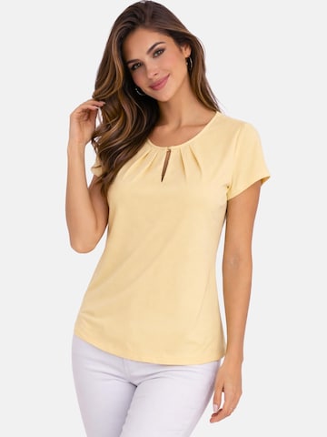 REGINA FASHION Blouse 'Short Sleeve Blouse with Pleated Neckline' in Yellow