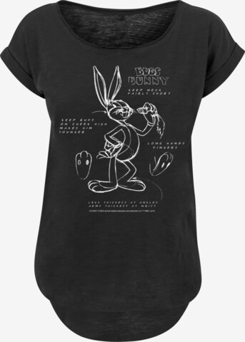 F4NT4STIC T-Shirt 'Looney Tunes Bugs Bunny Drawing Instruction' in Schwarz: predná strana