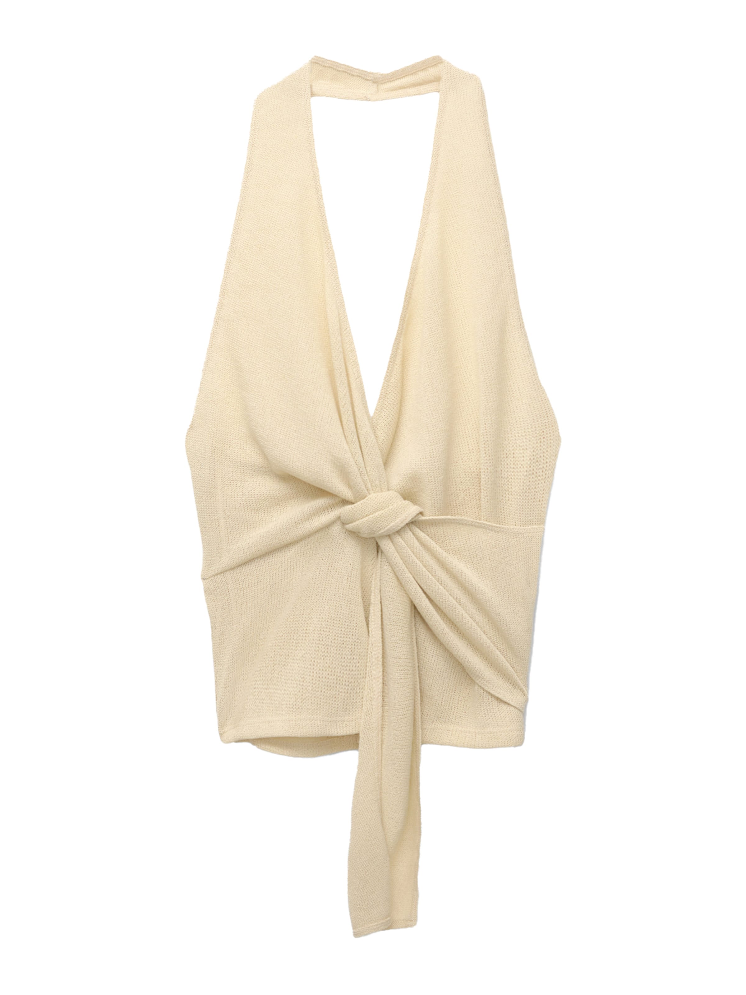 Pull&Bear Gebreide top in Beige: voorkant