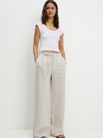 Pull&Bear Wide leg Bandplooibroek in Beige