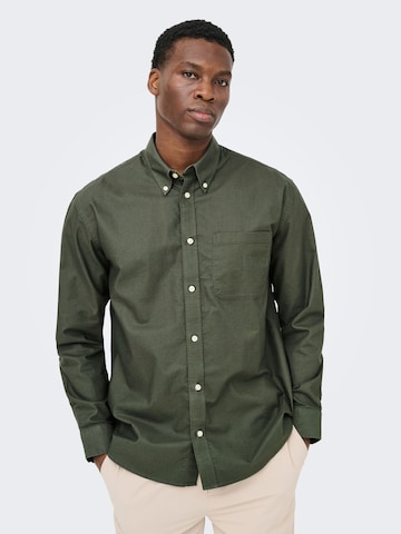 Coupe regular Chemise 'ONSOXFORD' Only & Sons en vert : devant