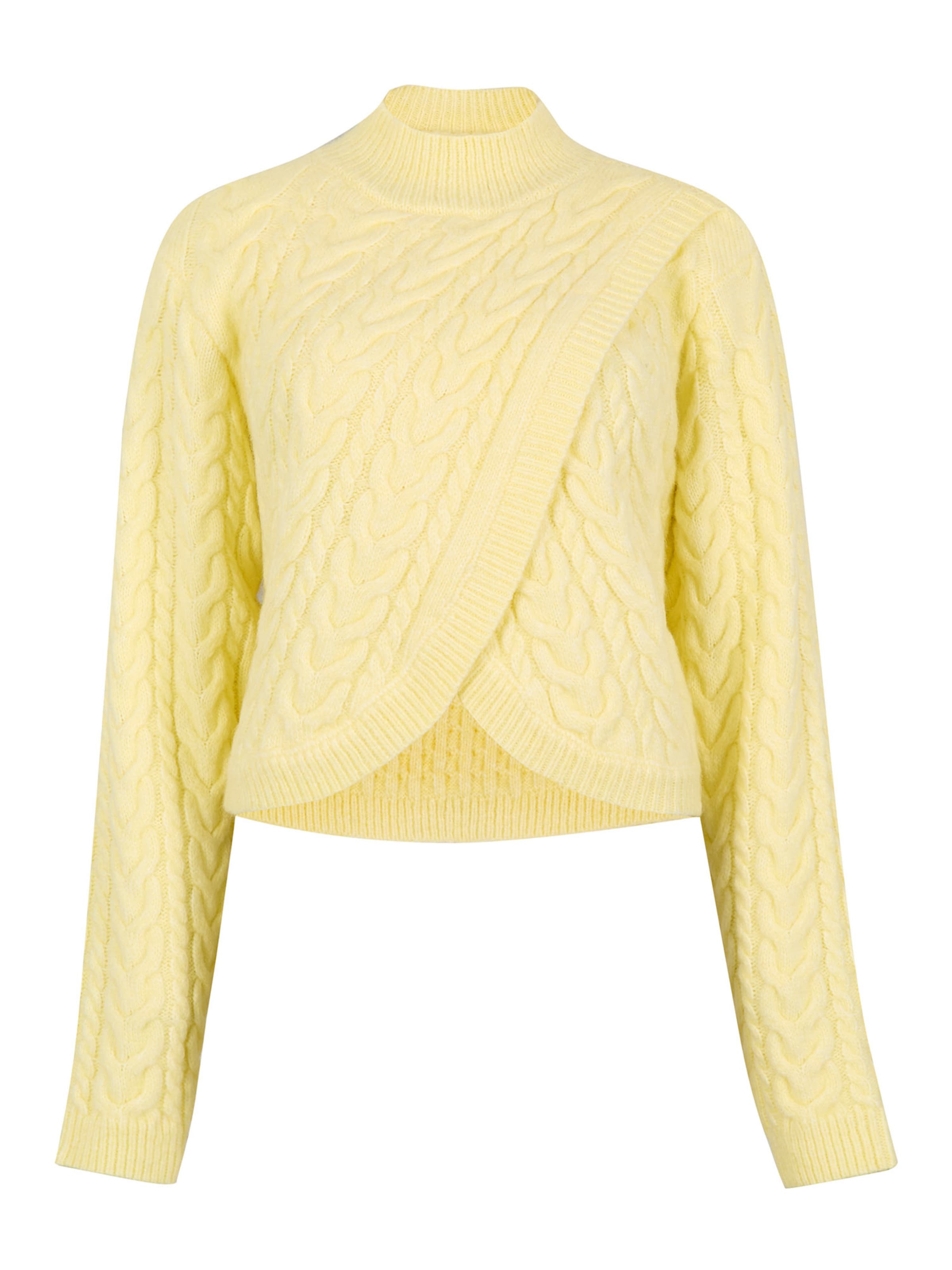 Apricot Cable Knit Wrap Jumper ' ' in Gelb: Vorderseite