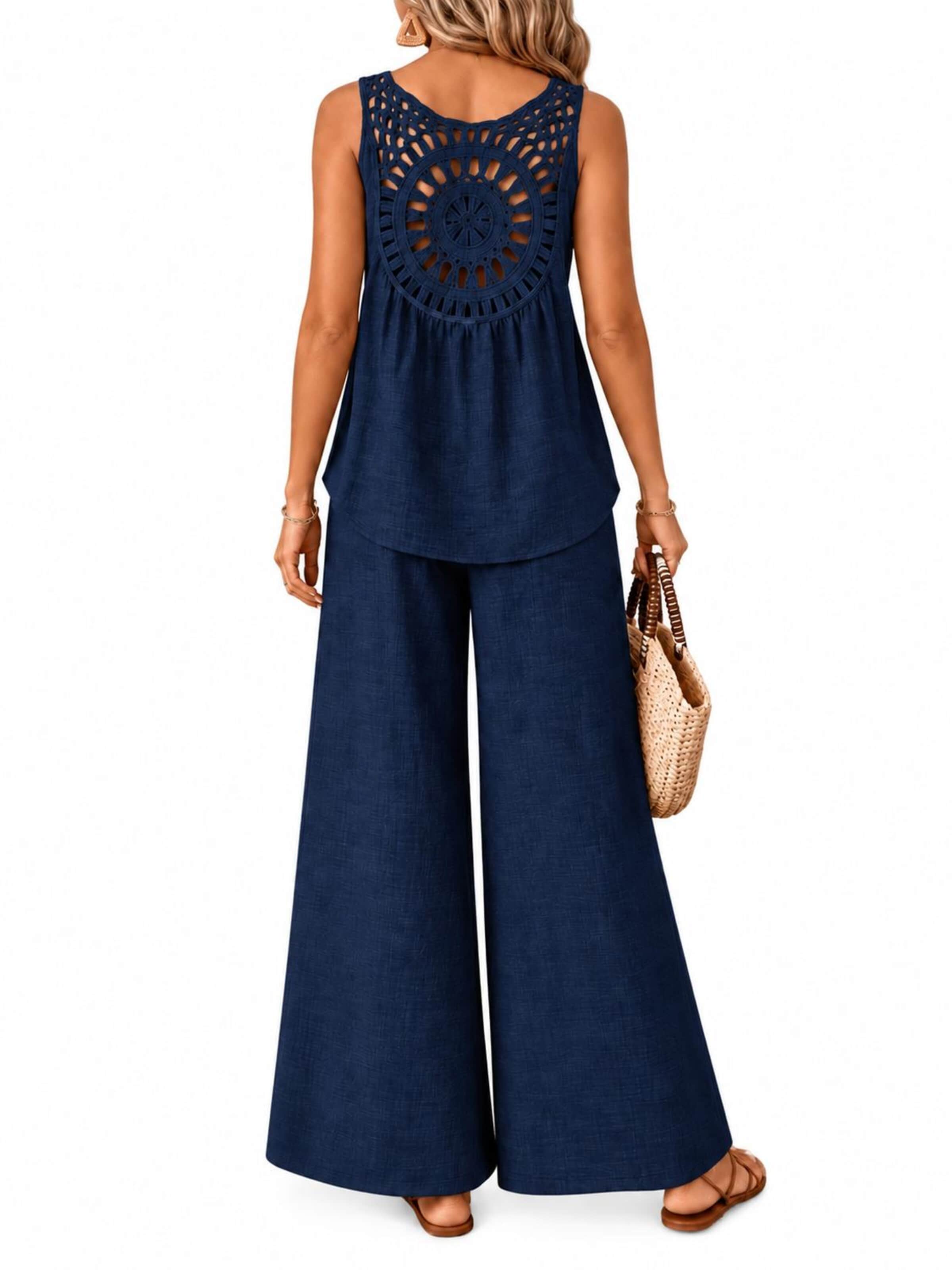 SPORTS36.NL Dress 'Women's Sleeveless Linen-Blend 2-Piece Set' in Blue