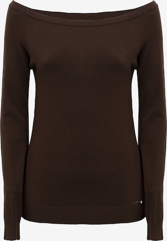Pullover di Influencer in marrone: frontale