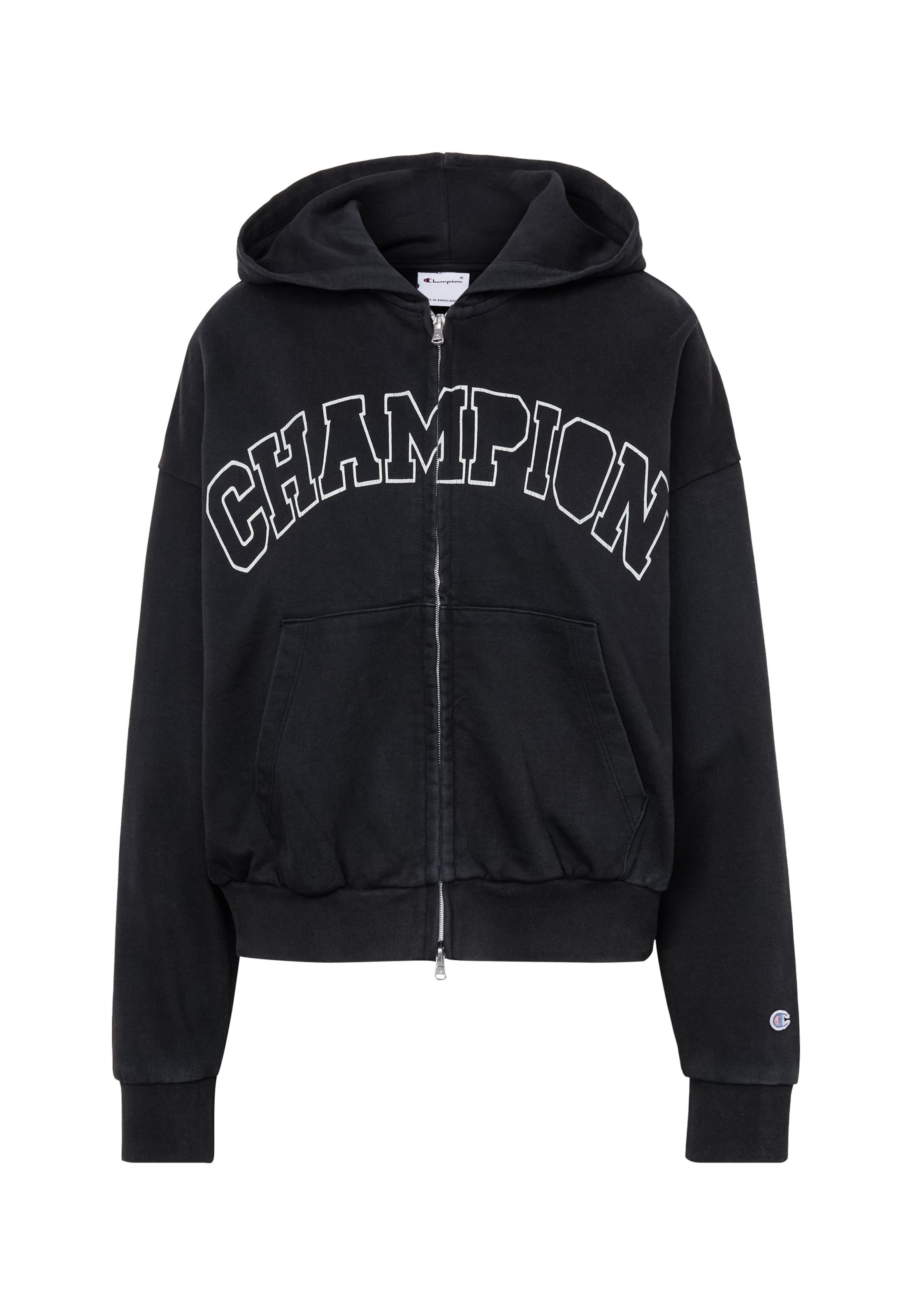 Champion Zip-Up Hoodie in Black: front