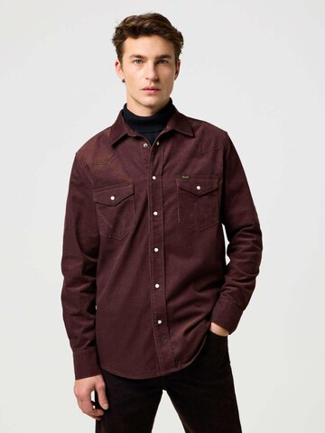 WRANGLER Regular fit Button Up Shirt 'Western Cord Shirt' in Brown