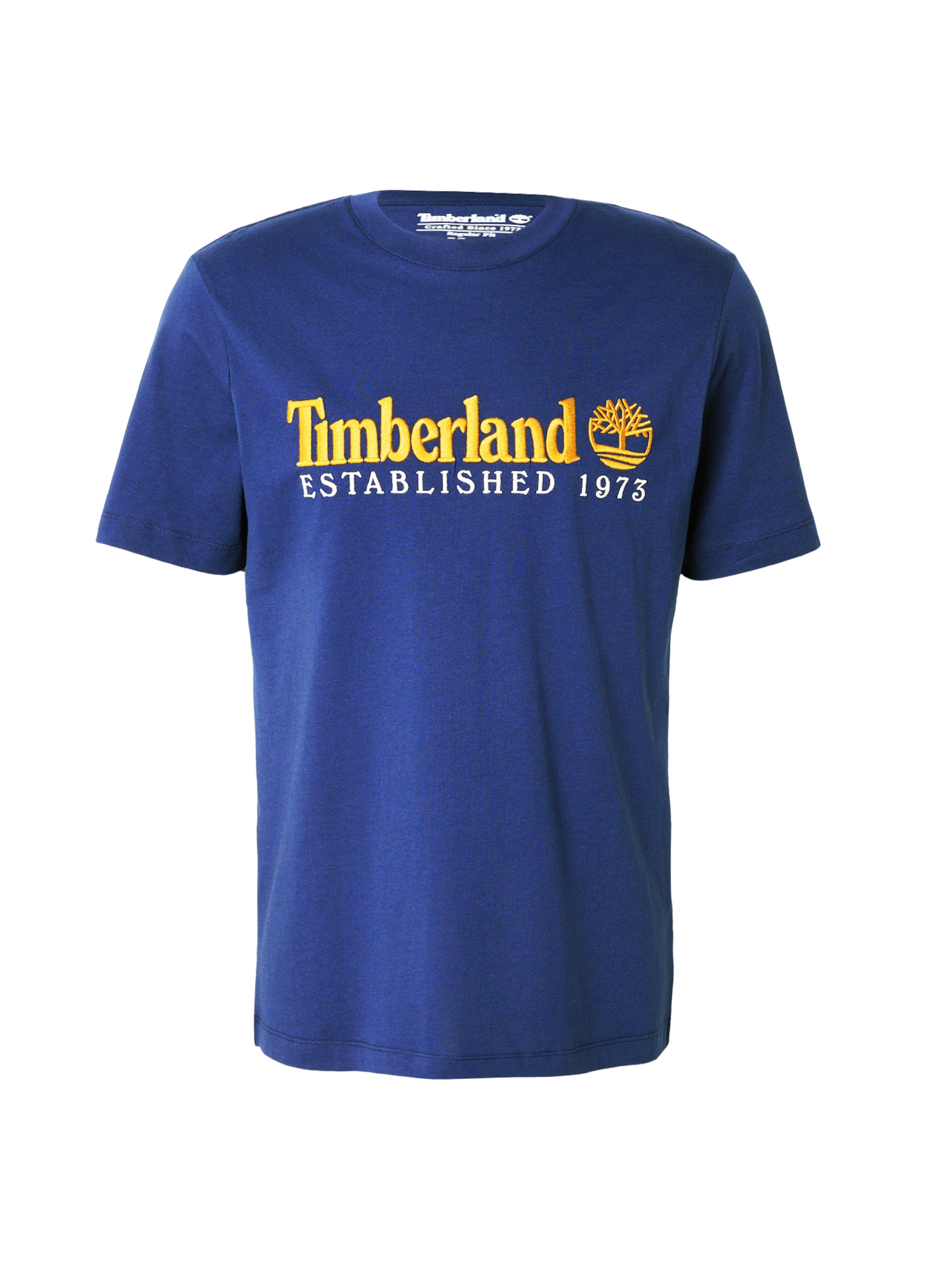 TIMBERLAND Majica 'ESTABLISHED 1973' | modra barva: sprednja stran