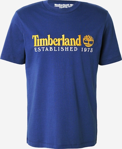 S dydžio Marškinėliai 'ESTABLISHED 1973' iš TIMBERLAND, spalva – tamsiai mėlyna jūros spalva / tamsiai oranžinė / balta, Prekių apžvalga