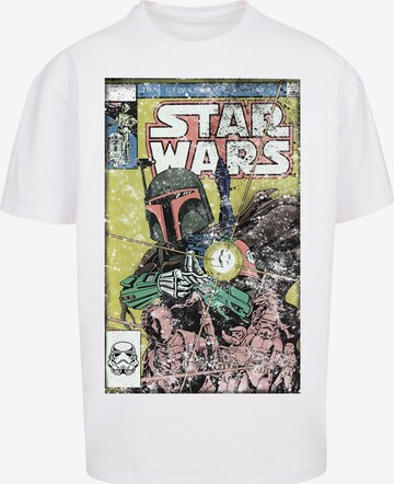 F4NT4STIC Shirt 'Star Wars Boba Fett Comic' in Wit: voorkant
