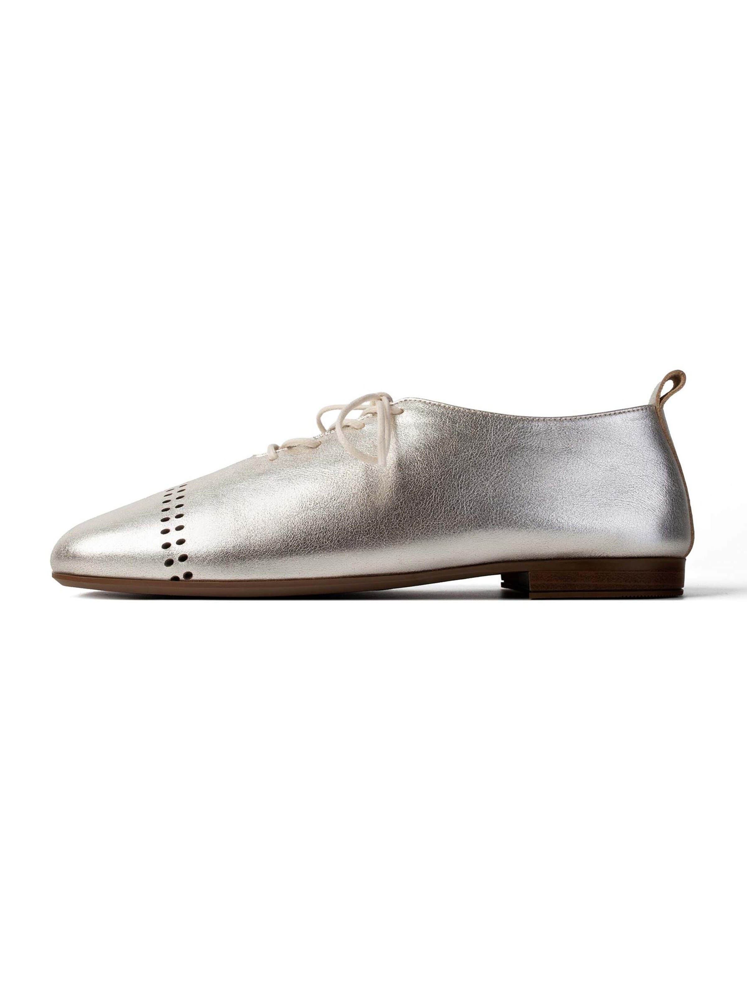 L37 HANDMADE SHOES - Sapato com atacadores 'SUNSETS WE REMEMBER' em prata: frente
