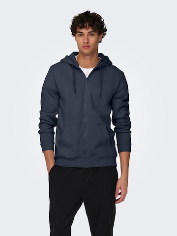 Only & Sons Regular Fit Sweatjacke in Blau