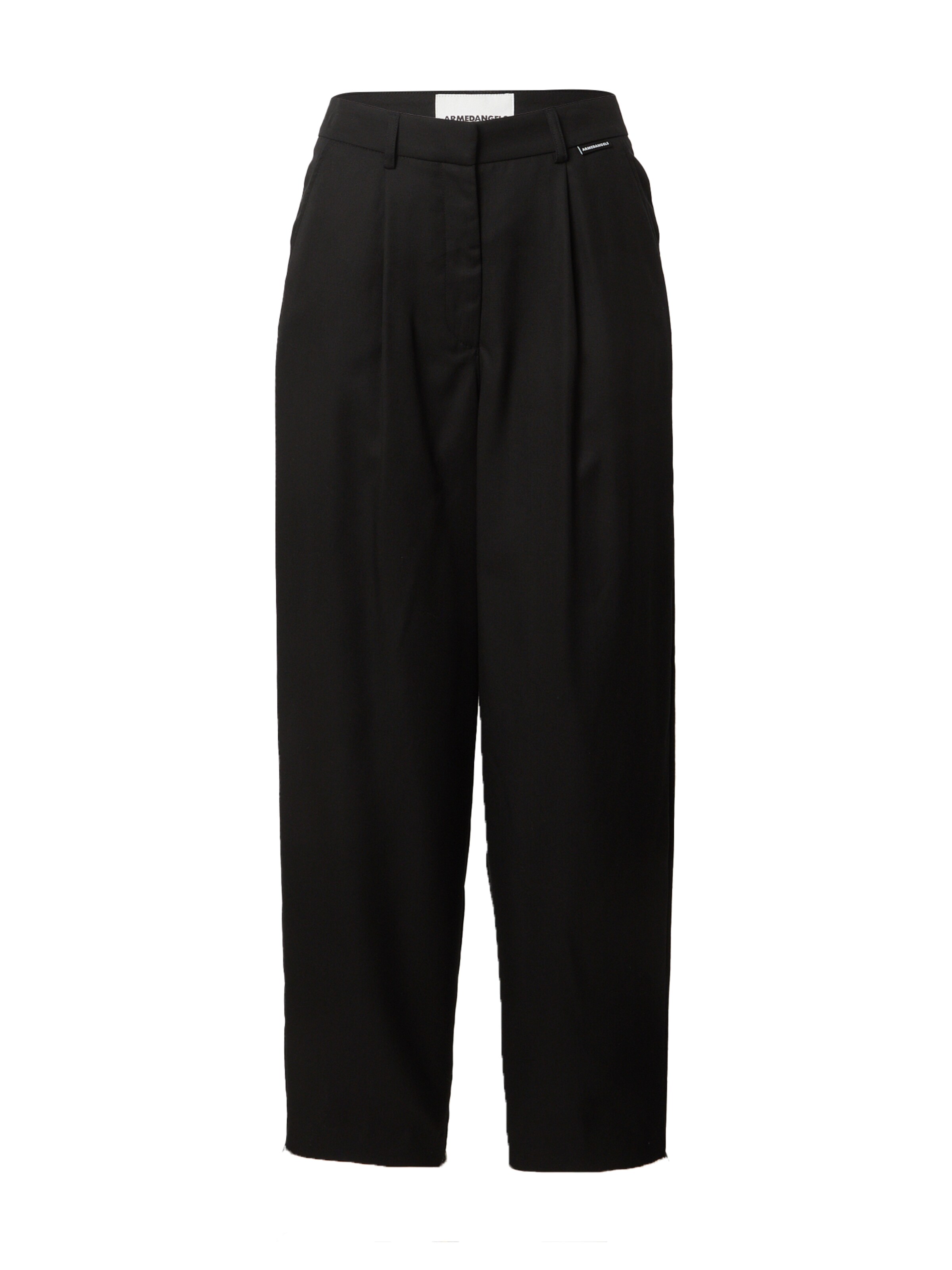 ARMEDANGELS Tapered Bandplooibroek 'SANDRINAA' in Zwart: voorkant