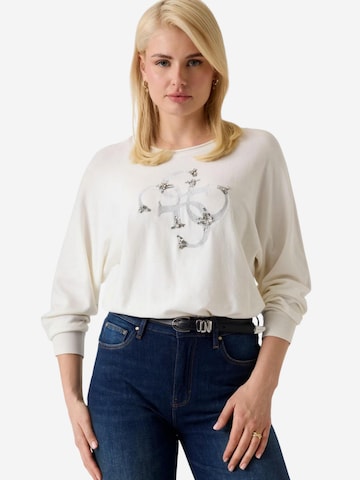 GUESS Trui 'BAT SLEEVE GEMMA LOG W6YR27 Z0975' in Wit: voorkant