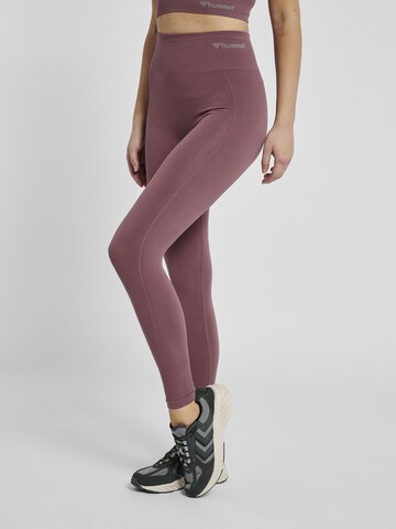 Hummel Skinny Workout Pants in Purple: front