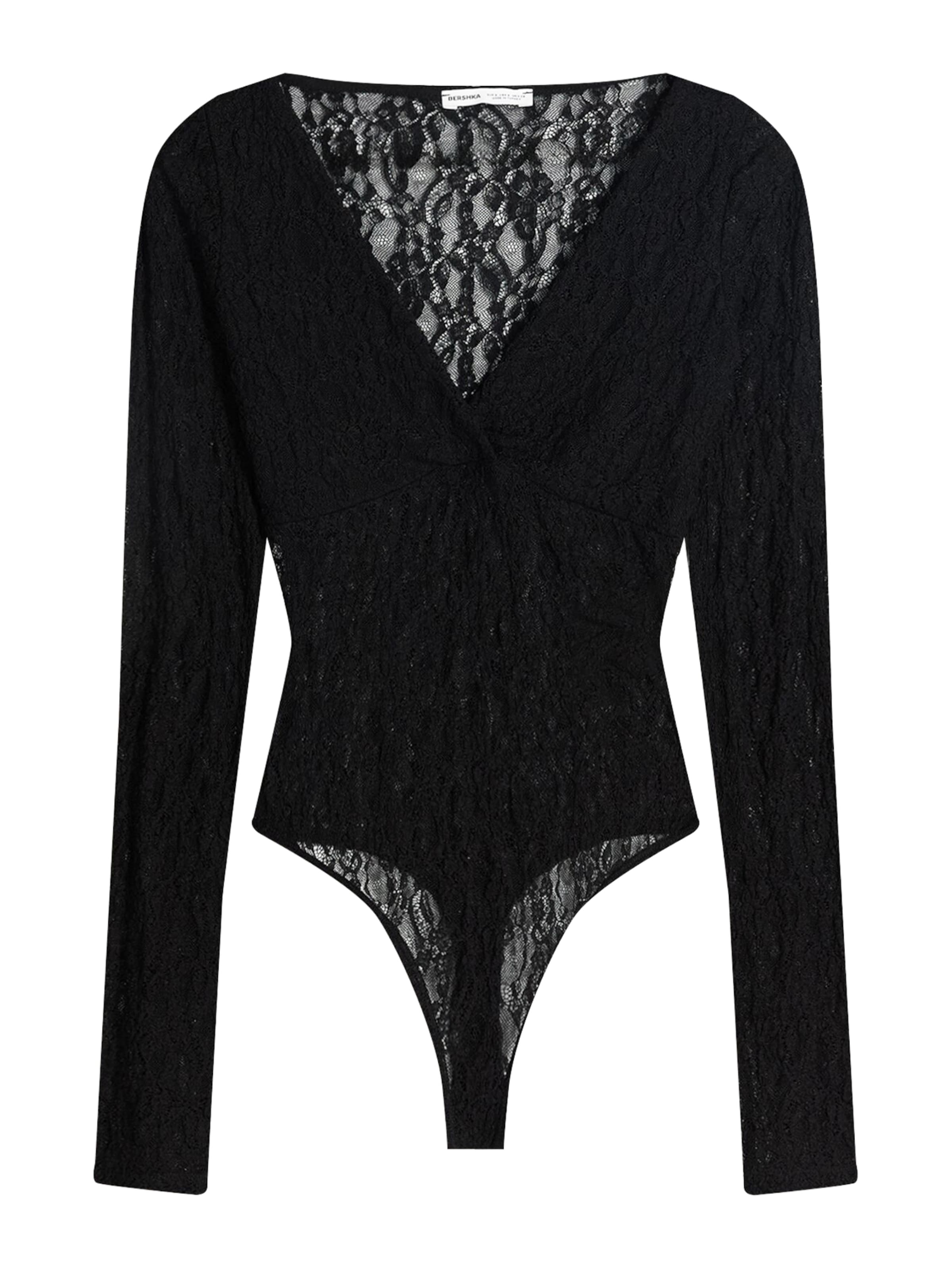 Tricou body de la Bershka pe negru: față