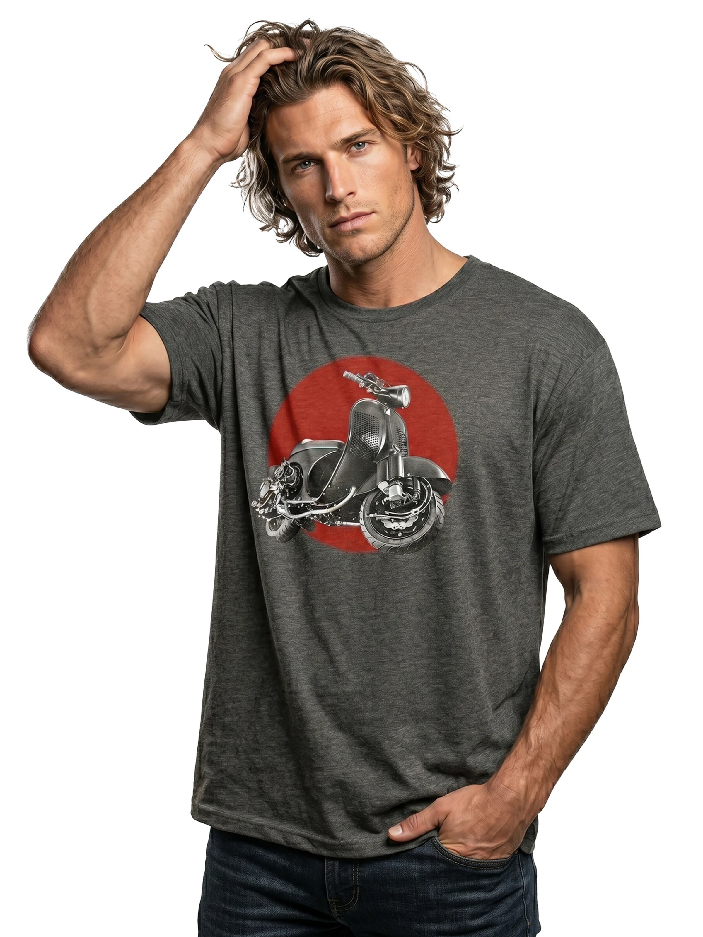 MAKAYA Shirt 'Race Scooter' in Grey