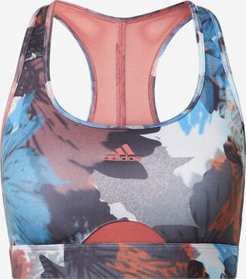 ADIDAS SPORTSWEARBustier Sportski grudnjak 'Powerreact Medium-Support Allover Print' - crvena boja: prednji dio