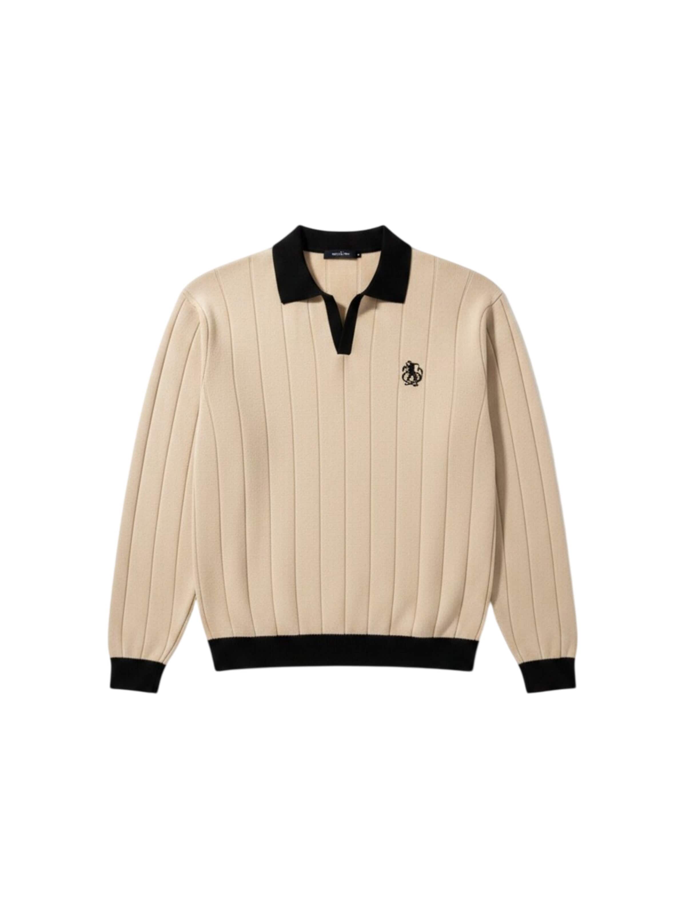 Pull-over 'Oversized Embroidered Polo Sweater - Stone' Kleidermafia en marron : devant