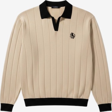 Kleidermafia Neulepaita 'Oversized Embroidered Polo Sweater - Stone' värissä ruskea: etupuoli