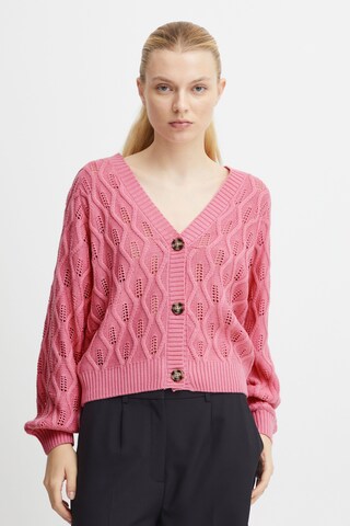 ICHI Knit Cardigan 'Marnas' in Pink: front