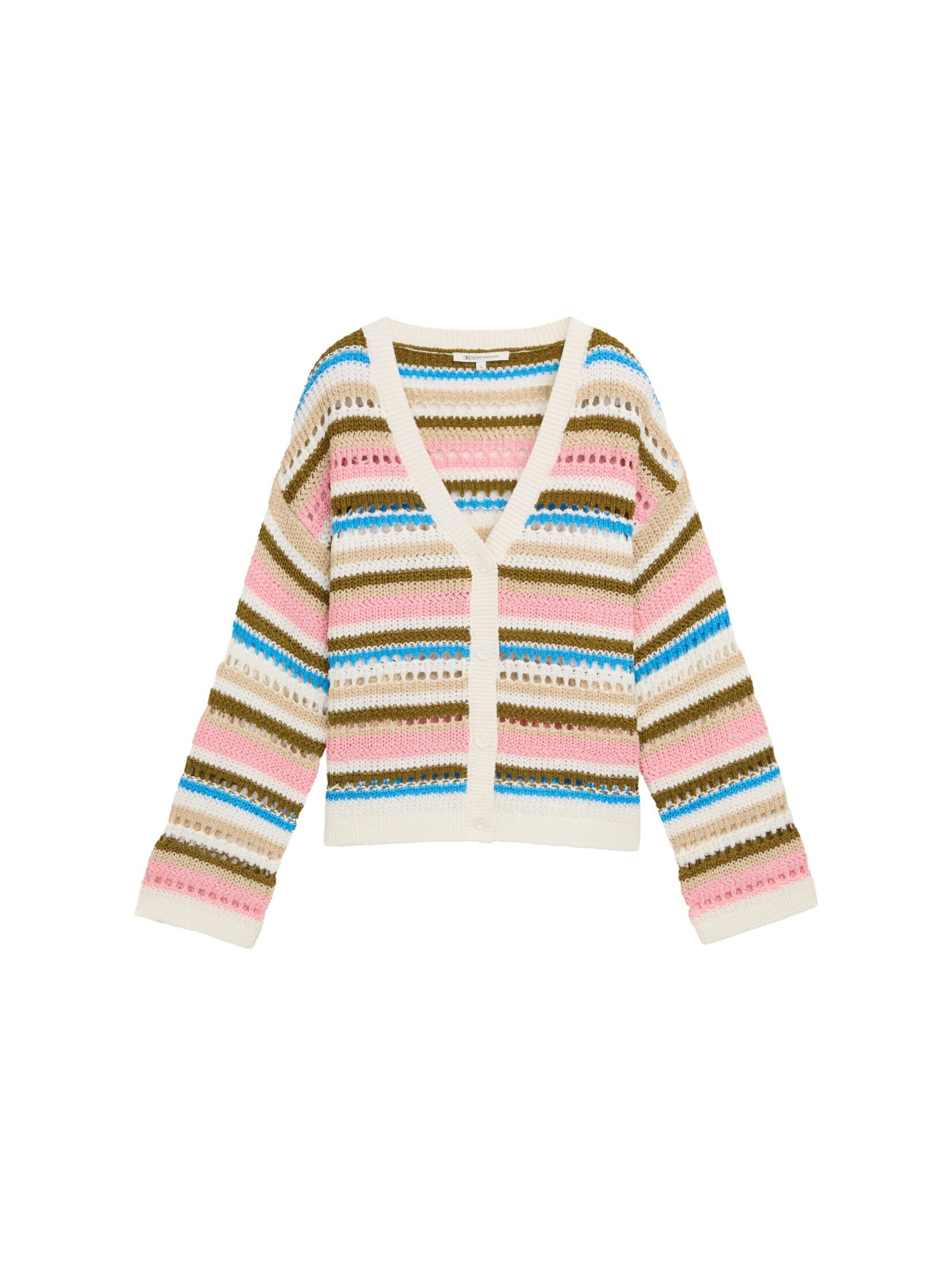 TOM TAILOR DENIM Strickjacke in Beige: Vorderseite