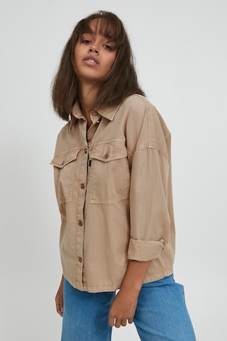 PULZ Jeans Blouse 'Pzlene' in Beige: voorkant