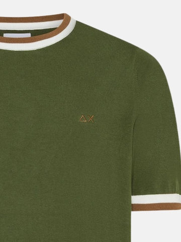 SUN68 Sweter 'SUN68 T-SHIRT SWEATER STRIPES DETAILS S/S T-SHIRT' w kolorze zielony