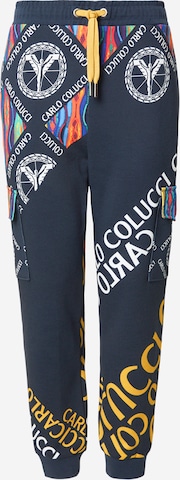 Carlo Colucci Tapered Cargobroek in Blauw: voorkant