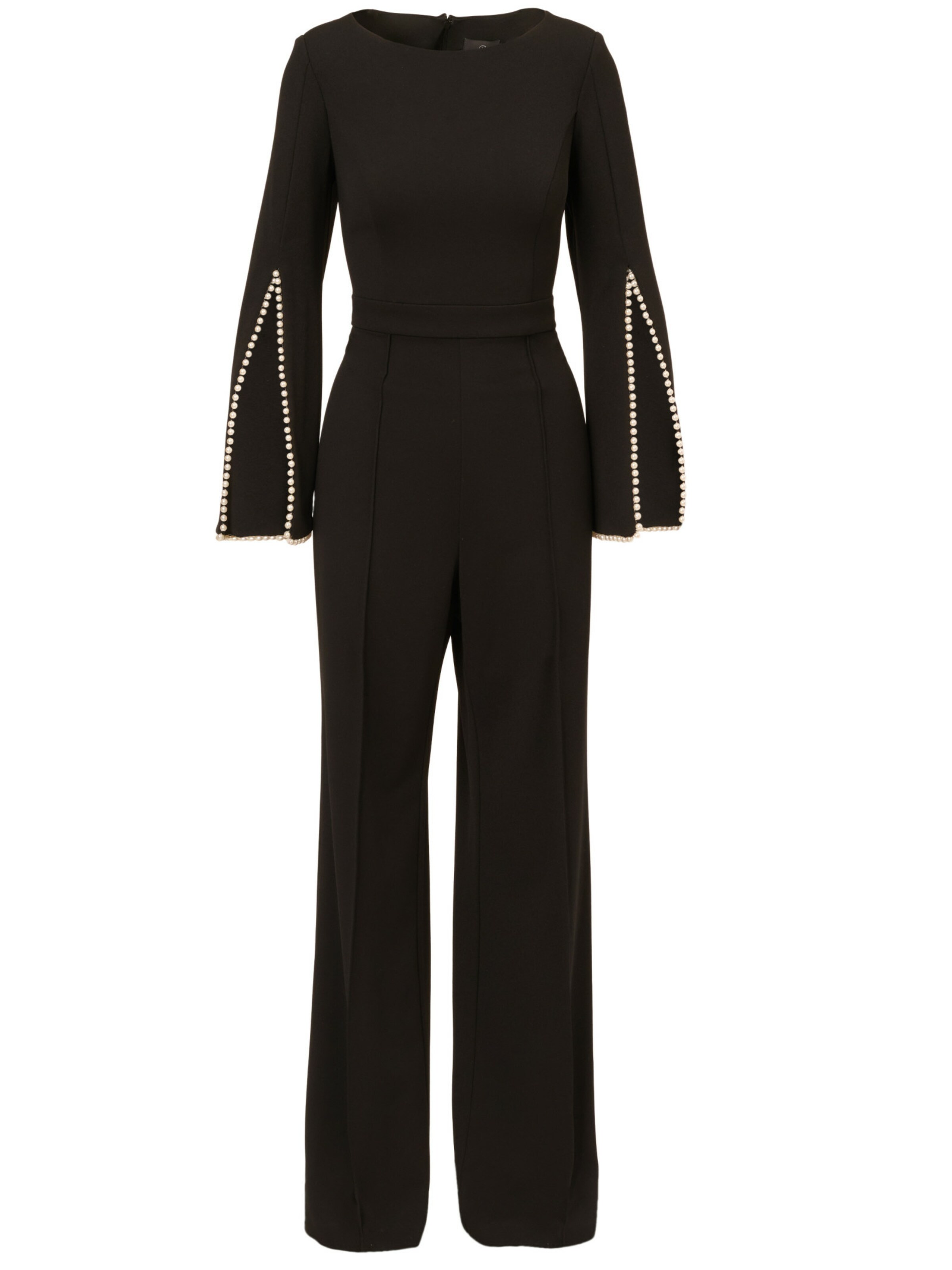 Adrianna Papell Jumpsuit 'Split Sleeve Crepe Jumpsuit' in Zwart: voorkant