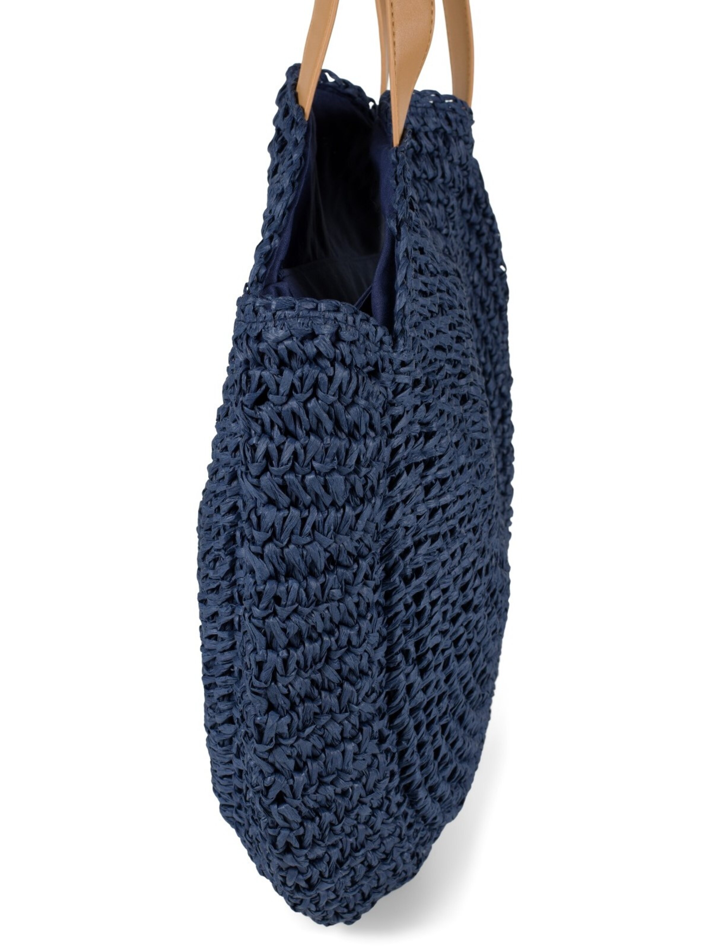 styleBREAKER Shoulder bag 'Runde Flecht Schultertasche - Basttasche' in Blue