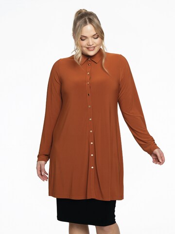 Yoek Blouse 'Dolce' in Brown: front