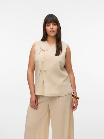 Vero Moda Curve Gilet 'VMCFea' in Beige: voorkant