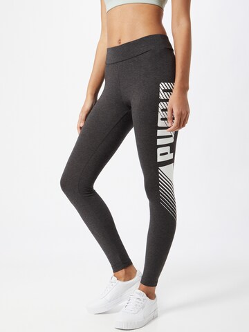 PUMA Skinny Workout Pants in Grey: front
