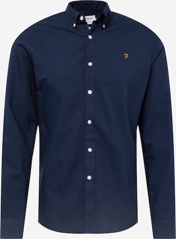 FARAH Slim fit Button Up Shirt 'BREWER' in Blue: front