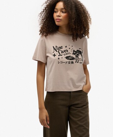 T-shirt 'Roadside Trade' Superdry en beige : devant