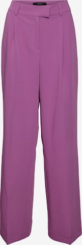 VERO MODA Wide leg Trousers with creases 'Zelda' in Purple: front