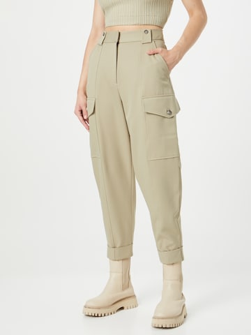 River Island Tapered Cargo Pants in Beige: front