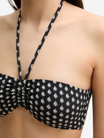 Marc O'Polo Bandeau Bikinitop ' Palm Border Geo ' in Zwart