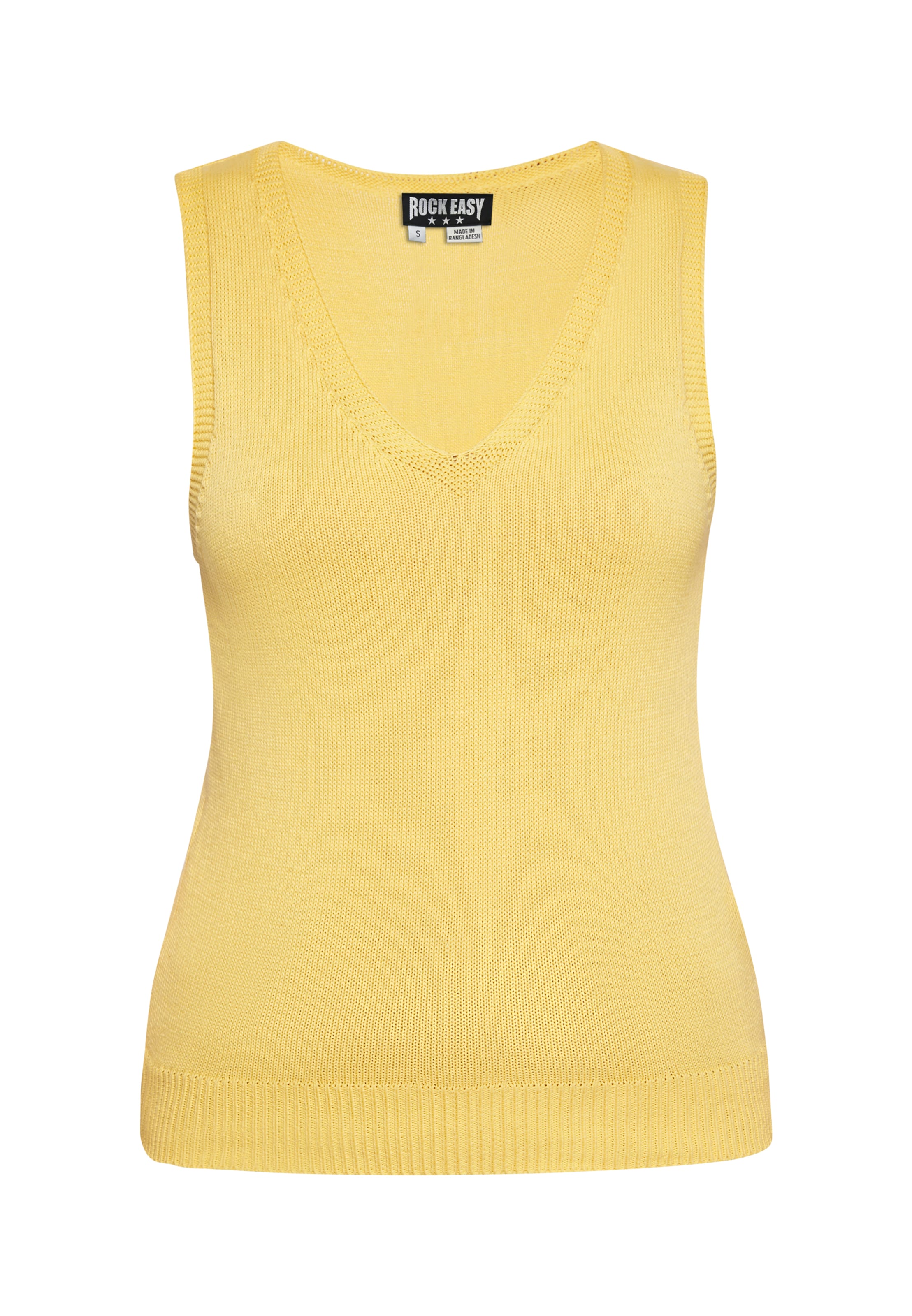 ROCKEASY Top z dzianiny w kolorze żółty: przód
