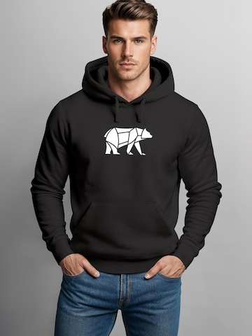Neverless Sweatshirt 'Bär Lineart Polygon' in Black